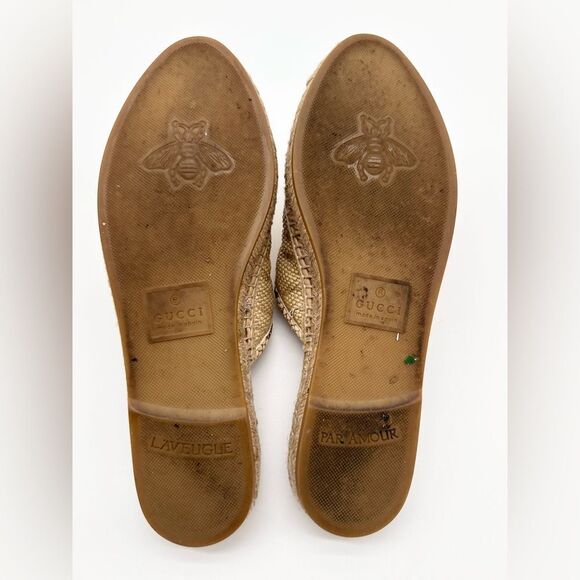 GUCCI GG Marmont Straw Elaphe Matelasse Espadrille Mules Natural Raffia EU 38.5 - Picture 15 of 15